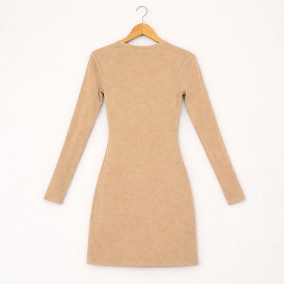 Michael Costello x REVOLVE Asym Ribbed Mini Dress Nude XXS - Picture 3 of 9